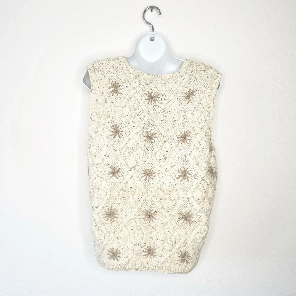 VTG Marsh Landing Hand Knit Sleeveless Sweater Vest Cottagecore Small Y2K